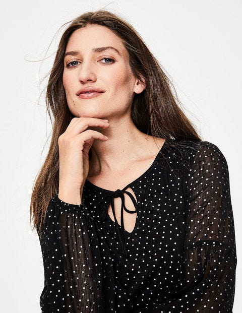 Hazel Foil Spot Top - Black Metallic Spot Hazel Foil Spot Top - Black Metallic Spot