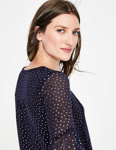 Hazel Foil Spot Top - Navy Metallic Spot Hazel Foil Spot Top - Navy Metallic Spot