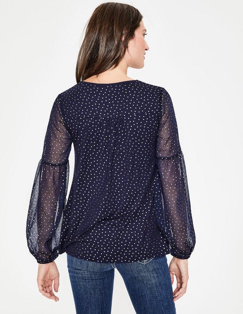 Hazel Foil Spot Top - Navy Metallic Spot Hazel Foil Spot Top - Navy Metallic Spot