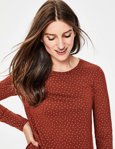 Sabrina Swing Top - Conker Glitter Spot Sabrina Swing Top - Conker Glitter Spot