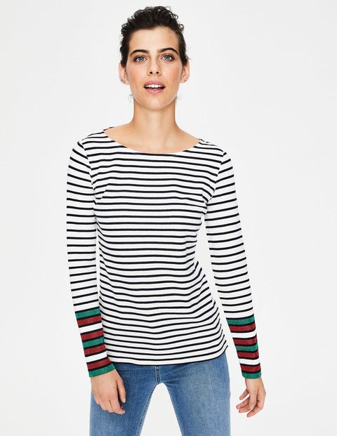 Long Sleeve Sparkle Breton - Green/Red Sparkle Cuff Long Sleeve Sparkle Breton - Green/Red Sparkle Cuff