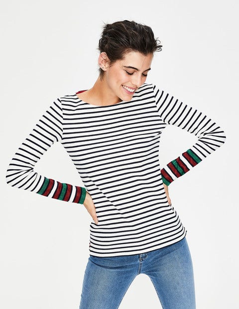 Long Sleeve Sparkle Breton - Green/Red Sparkle Cuff Long Sleeve Sparkle Breton - Green/Red Sparkle Cuff
