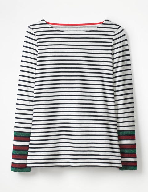 Long Sleeve Sparkle Breton - Green/Red Sparkle Cuff Long Sleeve Sparkle Breton - Green/Red Sparkle Cuff