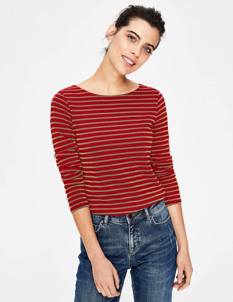 Long Sleeve Sparkle Breton - Poinsettia/Gold Sparkle Long Sleeve Sparkle Breton - Poinsettia/Gold Sparkle