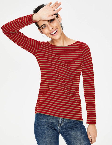 Long Sleeve Sparkle Breton - Poinsettia/Gold Sparkle Long Sleeve Sparkle Breton - Poinsettia/Gold Sparkle