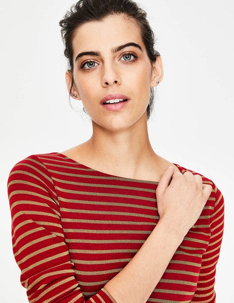 Long Sleeve Sparkle Breton - Poinsettia/Gold Sparkle Long Sleeve Sparkle Breton - Poinsettia/Gold Sparkle