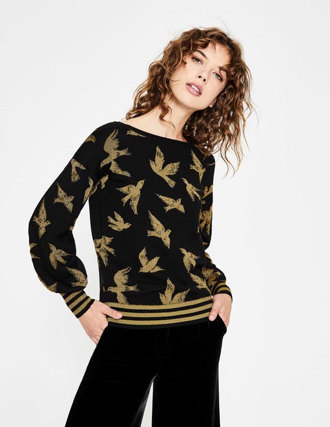 Muriel Sweater - Black/Gold Birds Muriel Sweater - Black/Gold Birds