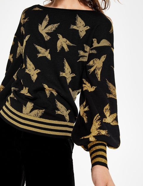 Muriel Sweater - Black/Gold Birds Muriel Sweater - Black/Gold Birds