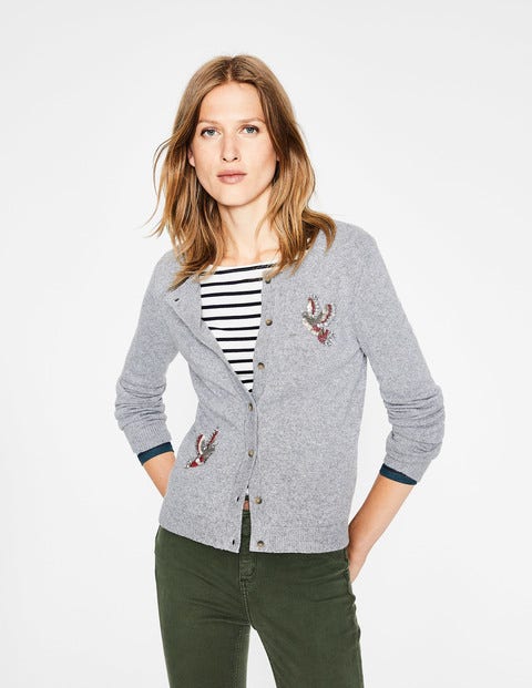 Nell Embellished Cardigan - Grey Melange Nell Embellished Cardigan - Grey Melange