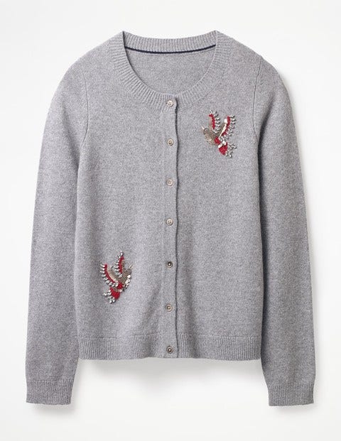 Nell Embellished Cardigan - Grey Melange Nell Embellished Cardigan - Grey Melange