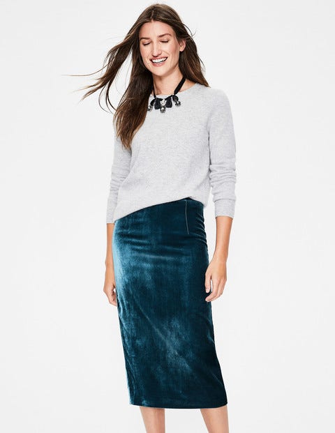 Lorna Velvet Pencil Skirt - Drummer Blue Lorna Velvet Pencil Skirt - Drummer Blue