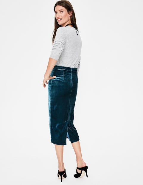 Lorna Velvet Pencil Skirt - Drummer Blue Lorna Velvet Pencil Skirt - Drummer Blue
