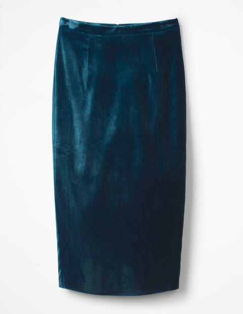 Lorna Velvet Pencil Skirt - Drummer Blue Lorna Velvet Pencil Skirt - Drummer Blue