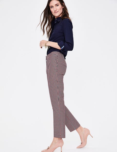 Richmond 7/8 Trousers - Navy and Post Box Red Check Richmond 7/8 Trousers - Navy and Post Box Red Check