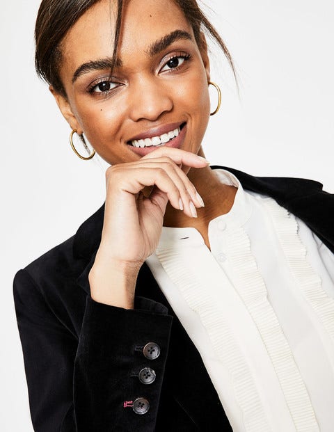 Velvet Longline Blazer - Black Velvet Longline Blazer - Black
