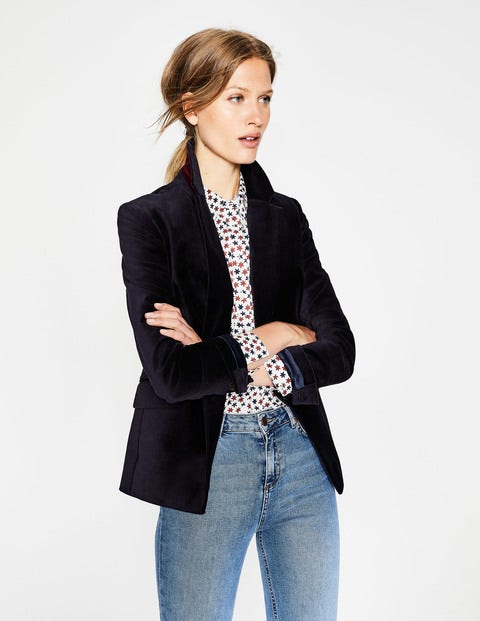 Velvet Longline Blazer - Navy Velvet Longline Blazer - Navy