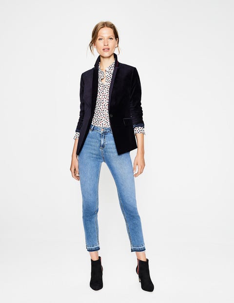 Velvet Longline Blazer - Navy Velvet Longline Blazer - Navy