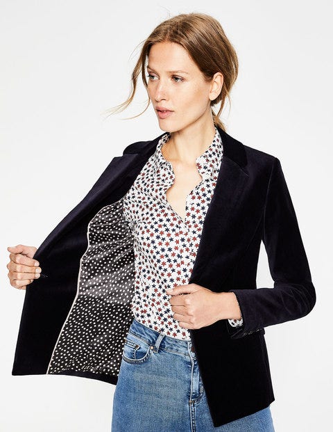 Velvet Longline Blazer - Navy Velvet Longline Blazer - Navy