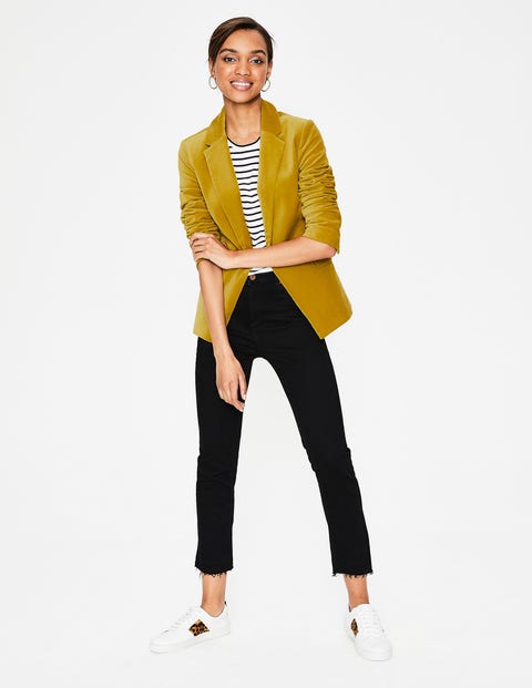Velvet Longline Blazer - Hot Mustard Velvet Longline Blazer - Hot Mustard