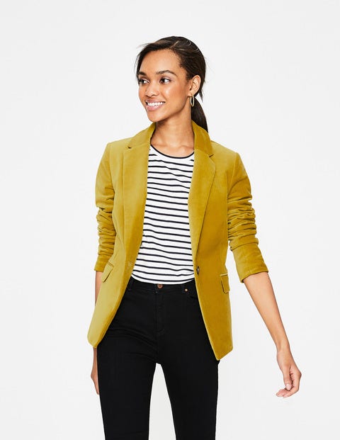 Velvet Longline Blazer - Hot Mustard Velvet Longline Blazer - Hot Mustard