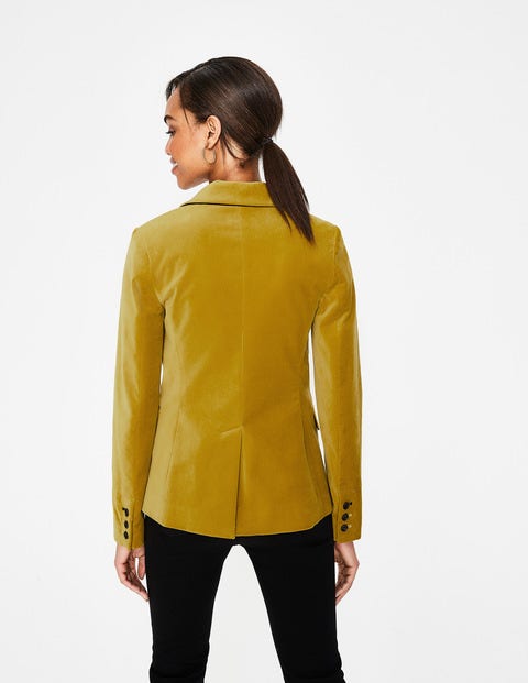Velvet Longline Blazer - Hot Mustard Velvet Longline Blazer - Hot Mustard