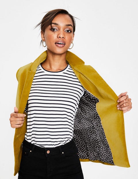 Velvet Longline Blazer - Hot Mustard Velvet Longline Blazer - Hot Mustard