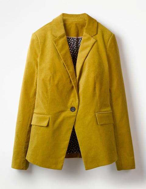 Velvet Longline Blazer - Hot Mustard Velvet Longline Blazer - Hot Mustard