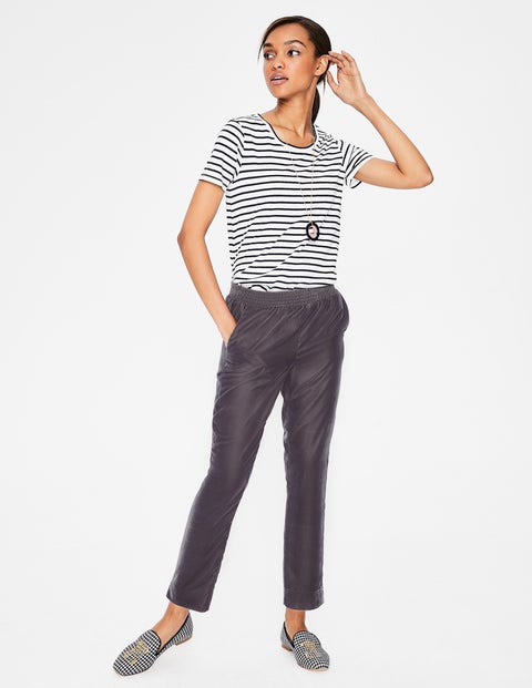 Bethan Velvet Joggers - Pewter Bethan Velvet Joggers - Pewter