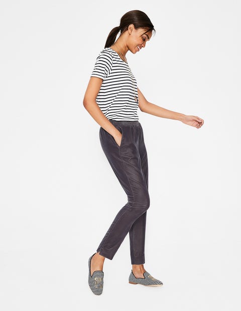 Bethan Velvet Joggers - Pewter Bethan Velvet Joggers - Pewter