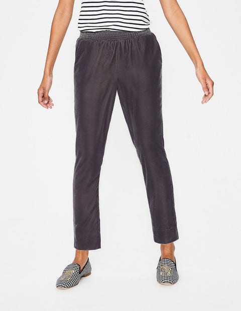 Bethan Velvet Joggers - Pewter Bethan Velvet Joggers - Pewter