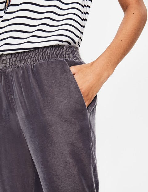 Bethan Velvet Joggers - Pewter Bethan Velvet Joggers - Pewter