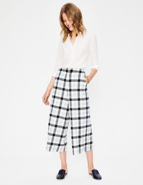 British Tweed Culottes - Ivory, Navy and Breeze Check British Tweed Culottes - Ivory, Navy and Breeze Check