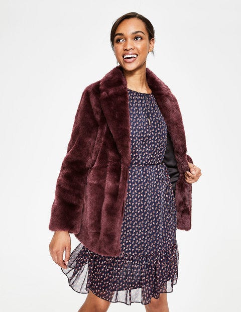 Boxgrove Faux Fur Coat - Wine Faux Fur Boxgrove Faux Fur Coat - Wine Faux Fur