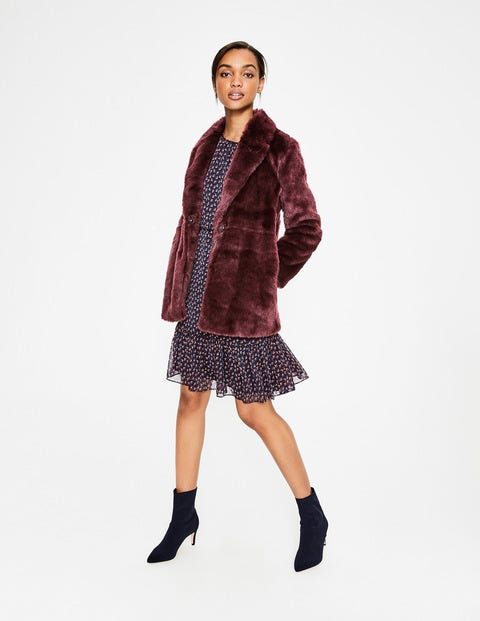 Boxgrove Faux Fur Coat - Wine Faux Fur Boxgrove Faux Fur Coat - Wine Faux Fur