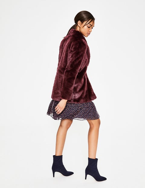 Boxgrove Faux Fur Coat - Wine Faux Fur Boxgrove Faux Fur Coat - Wine Faux Fur