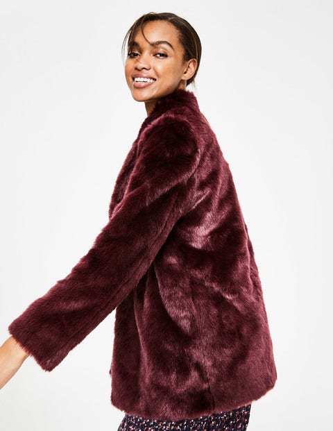 Boxgrove Faux Fur Coat - Wine Faux Fur Boxgrove Faux Fur Coat - Wine Faux Fur