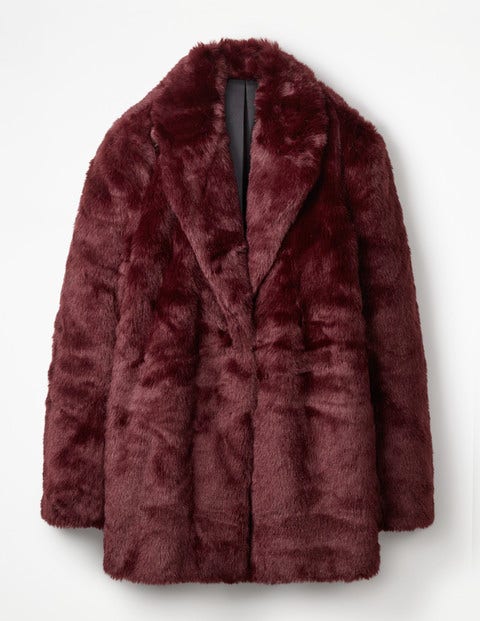 Boxgrove Faux Fur Coat - Wine Faux Fur Boxgrove Faux Fur Coat - Wine Faux Fur