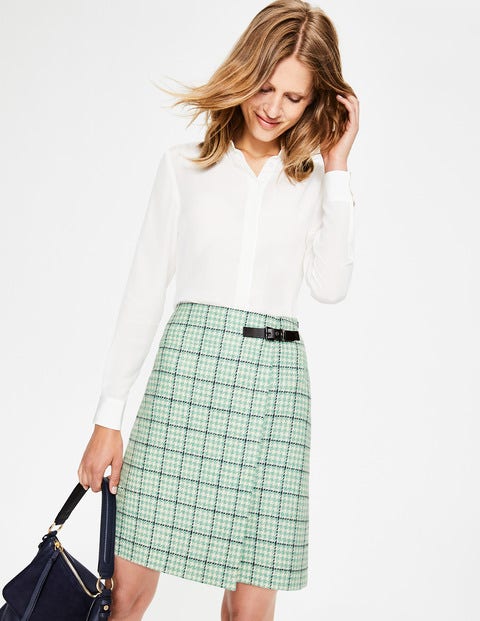 Faye Tweed Kilt - Aquamarine and Navy Windowpane Faye Tweed Kilt - Aquamarine and Navy Windowpane