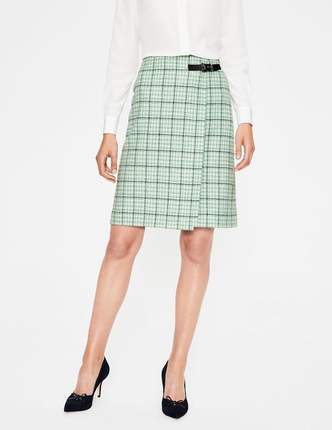 Faye Tweed Kilt - Aquamarine and Navy Windowpane Faye Tweed Kilt - Aquamarine and Navy Windowpane
