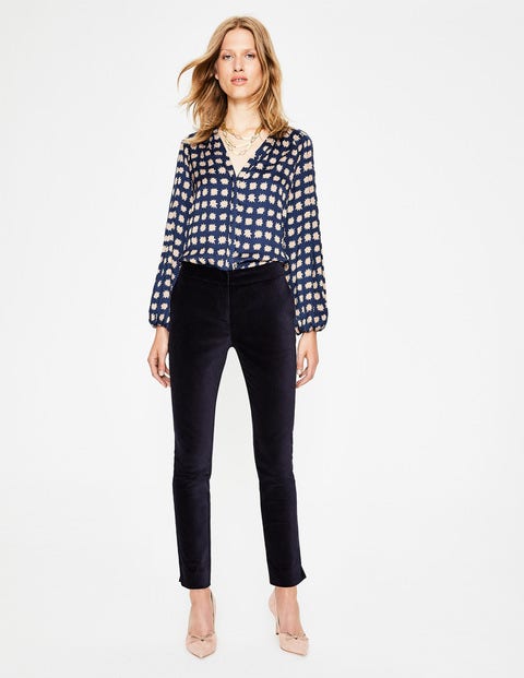 Velvet Straight Leg Pants - Navy Velvet Straight Leg Pants - Navy