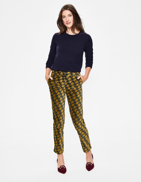 Velvet Straight Leg Trousers - Trumpet Diagonal Birds Velvet Straight Leg Trousers - Trumpet Diagonal Birds
