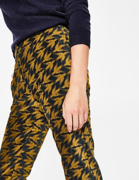 Velvet Straight Leg Trousers - Trumpet Diagonal Birds Velvet Straight Leg Trousers - Trumpet Diagonal Birds