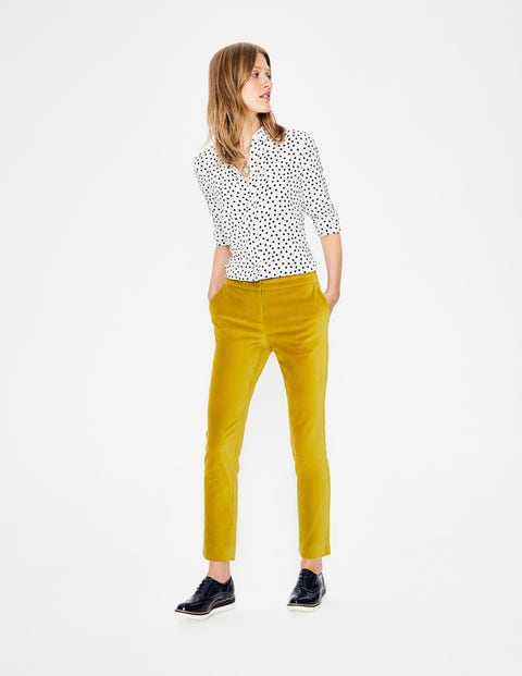 Velvet Straight Leg Trousers - Hot Mustard Velvet Straight Leg Trousers - Hot Mustard