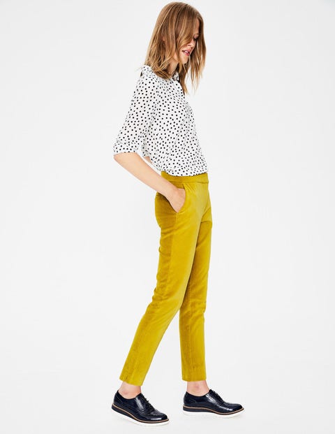 Velvet Straight Leg Trousers - Hot Mustard Velvet Straight Leg Trousers - Hot Mustard