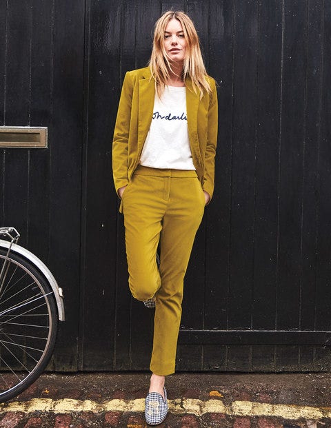 Velvet Straight Leg Trousers - Hot Mustard Velvet Straight Leg Trousers - Hot Mustard