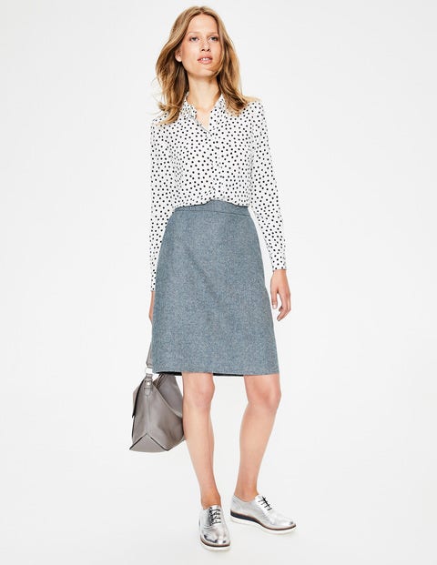 British Tweed Mini Skirt - Blue Ribbon & Ivory H.bone British Tweed Mini Skirt - Blue Ribbon & Ivory H.bone
