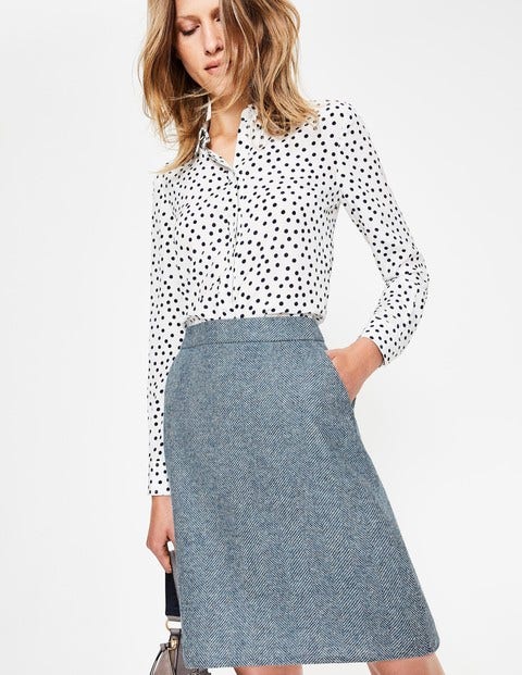British Tweed Mini Skirt - Blue Ribbon & Ivory H.bone British Tweed Mini Skirt - Blue Ribbon & Ivory H.bone