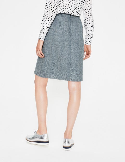 British Tweed Mini Skirt - Blue Ribbon & Ivory H.bone British Tweed Mini Skirt - Blue Ribbon & Ivory H.bone