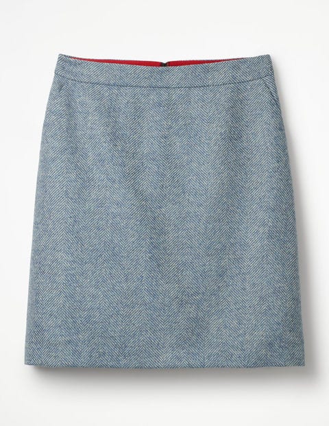 British Tweed Mini Skirt - Blue Ribbon & Ivory H.bone British Tweed Mini Skirt - Blue Ribbon & Ivory H.bone