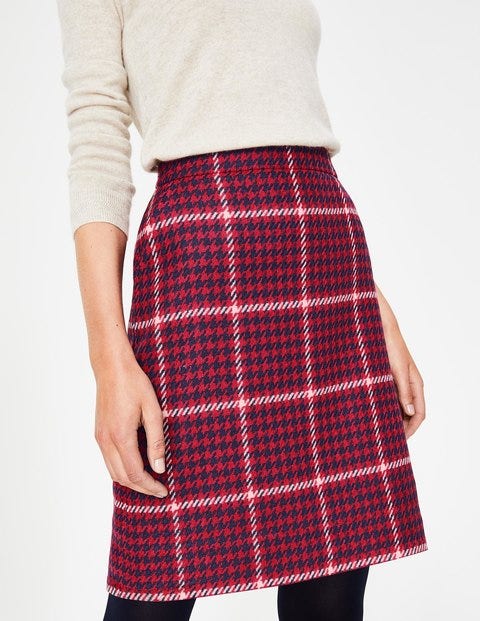 British Tweed Mini Skirt - Post Box Red and Navy Check British Tweed Mini Skirt - Post Box Red and Navy Check